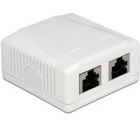 Delock - Prise - montable en surface, montable sur mur - CAT 6a - STP - RJ-45 X 2 - blanc