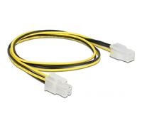 DeLOCK 85458 Câble d'alimentation interne P4 4-pin Mâle vers P4 4-pin Femelle, 0.5m, Noir/Blanc/Jaune, conditionnement sachet polyéthylène