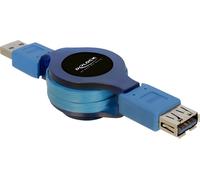 DELOCK Rallonge USB3.0. A -> A mâle/femelle 1.00m bleu Enrouleur