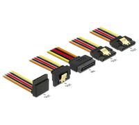Delock - Répartiteur d'alimentation - alimentation SATA (P) droit pour alimentation SATA (R) coudé / droit - 3.3 / 5 / 12 V - 50 cm - verrouillé - noir, jaune, rouge, orange
