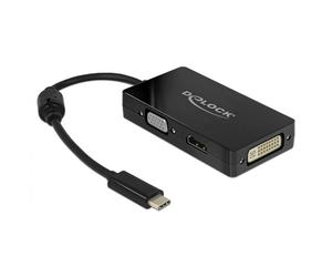 DeLock Répartiteur vidéo USB-C vers HDMI, VGA et DVI