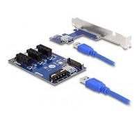 DeLock Riser Card PCIe x1 vers 3 slots PCIe x1 avec câble USB 50 cm et câble d'alimentation SATA