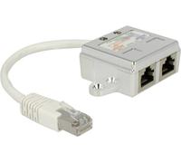 Delock RJ45 réseau informatique Adaptateur CAT 5 [1x RJ45 mâle - 2x RJ45 femelle] 15.00 cm blanc