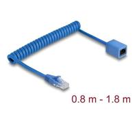 Delock RJ45 Spiralkabel Stecker zu Buchse Cat.6 UTP 0.8 m bis 1.8 blau (90366)