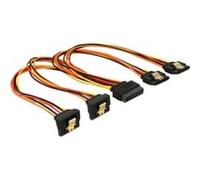 Delock - Répartiteur d'alimentation - alimentation SATA (P) droit pour alimentation SATA (R) coudé / droit - 3.3 / 5 / 12 V - 30 cm - verrouillé - noir, jaune, rouge, orange