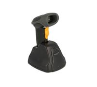 Delock 90550 Lecteur de code-barres 2D filaire 2D, 1D LED noir, orange scanner à main avec pied