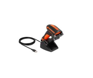 DeLOCK Scanner Code-barres Industriel 1D/2D CMOS 1280x800px Bluetooth 4.1 & 2.4GHz Portée 50cm + Station de Charge Induction, Batterie 1800mAh