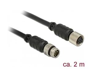 DeLOCK - Sensor extension cable - 6-poliges M8 (M) bis 6-poliges M8 (W) - 2,0m - Schwarz (12640)