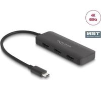 Delock Séparateur USB Type-C (DP Alt Mode) vers 3 x HDMI MST 4K 60 Hz - USB Type-C - 3840 x 2160 - Noir - 1.4/2.2 - 4K Ultra HD - Câble rond