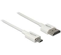 Delock Slim High Quality - Câble HDMI avec Ethernet - 19 pin micro HDMI Type D mâle pour HDMI mâle - 2 m - triple paire torsadée blindée - blanc - support 4K