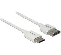 Delock Slim High Quality - Câble HDMI avec Ethernet - 19 pin mini HDMI Type C mâle pour HDMI mâle - 25 cm - triple paire torsadée blindée - blanc - support 4K