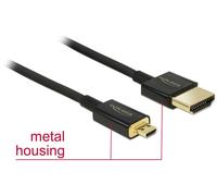 Delock Slim High Quality - Câble HDMI avec Ethernet - 19 pin mini HDMI Type C mâle pour HDMI mâle - 25 cm - triple paire torsadée blindée - noir - support 4K