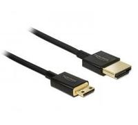 Delock Slim Premium - Câble HDMI avec Ethernet - 19 pin micro HDMI Type D mâle pour HDMI mâle - 1 m - triple blindage - noir - support 4K