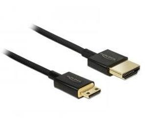 Delock Slim Premium - Câble HDMI avec Ethernet - 19 pin micro HDMI Type D mâle pour HDMI mâle - 1 m - triple blindage - noir - support 4K