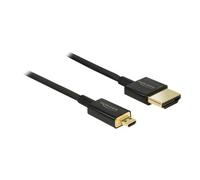 Delock Slim Premium - Câble HDMI avec Ethernet - 19 pin micro HDMI Type D mâle pour HDMI mâle - 3 m - triple blindage - noir - support 4K