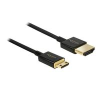 Delock Slim Premium - Câble HDMI avec Ethernet - 19 pin mini HDMI Type C mâle pour HDMI mâle - 2 m - triple blindage - noir