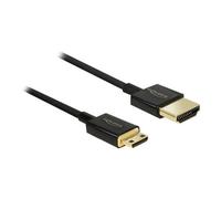 Delock Slim Premium - Câble HDMI avec Ethernet - 19 pin mini HDMI Type C mâle pour HDMI mâle - 50 cm - triple blindage - noir - support 4K