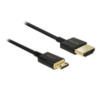 Delock Slim Premium - Câble HDMI avec Ethernet - 19 pin mini HDMI Type C mâle pour HDMI mâle - 50 cm - triple blindage - noir - support 4K
