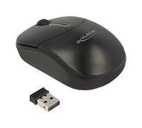 Delock - Souris - droitiers et gauchers - optique - 3 boutons - sans fil - 2.4 GHz - récepteur sans fil USB - noir - Pour la vente au détail