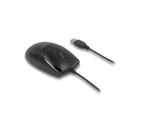 DeLOCK Souris Optique USB 12106 - 1200 DPI, 3 Boutons, Ambidextre, Câble 1.5m, Compatible Windows/macOS/Linux, Noir, 61x115x37mm