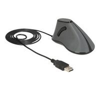 Delock - Souris verticale - ergonomique - pour droitiers - optique - 5 boutons - filaire - USB - gris, noir - Pour la vente au détail Noir G