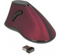 Delock - Souris verticale - ergonomique - pour droitiers - optique - 5 boutons - sans fil - 2.4 GHz - récepteur sans fil USB - noir/rouge - Pour la vente au détail Noir G