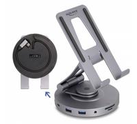 DeLOCK Station d'accueil de tablette et laptop 4K avec support intégré - HDMI / USB / Hub / SD / Micro SD / PD 3.0, pivotant sur 360°