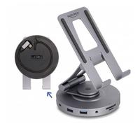 DeLOCK Station d'accueil de tablette et laptop 4K avec support intégré - HDMI / USB / Hub / SD / Micro SD / PD 3.0, pivotant sur 360°