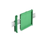 DeLOCK Support de Tableau 107mm pour Rail DIN 15/35mm, Plastique Vert, Longueur 100mm, Température -10°C à 70°C, Fixations Incluses, Pièce Unique