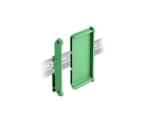 DeLOCK Support de Tableau 107mm pour Rail DIN 15/35mm, Plastique Vert, Longueur 50mm, Plage Température -10°C à 70°C, Visserie Incluse.