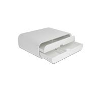 DeLOCK Support Écran Bureau Blanc 230x325x120mm, Capacité 30kg, 1 Écran, avec 2 Tiroirs Rangement, Construction Plastique, Référence 18325