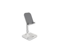 DeLOCK Support Télescopique Smartphone/Tablette 3-12" Aluminium/Plastique Argent/Blanc, Inclinaison 0-45°, Hauteur 15.5-24.5cm, Gestion Câble, 240g