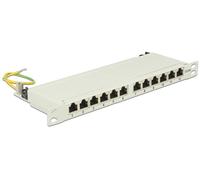 Delock - Tableau de connexions - CAT 6a - RJ-45 X 12 - gris clair, RAL 7035 - 0.5U - 10