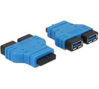 Delock USB 2.0 Adaptateur [1x Embase den-tête de broche USB 3.0 19 pôles - 2x USB 3.0 femelle A] 65670