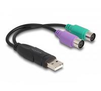 Delock USB 2.0 Adaptateur [1x USB 2.0 type A mâle - 2x PS/2 femelle] 61051 0.17 m