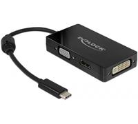 DeLOCK 63925 répartiteur vidéo - Répartiteurs vidéo (USB Type-C, 0,13 m, 3840 x 2160 Pixels, 60 Hz, Noir, 1,35 W)