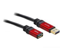 DeLock Câble USB-A mâle/femelle 1 m - USB 3.2 Gen1 (USB 3.0) - Noir/Rouge contacts dorés