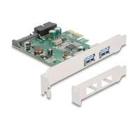 DeLOCK Carte PCI Express x1 vers 2 x USB 3.2 Gen 1 Type-A externes + 1 x tête interne mâle 19 broches USB - Facteur de forme à profil bas