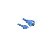 USB 3.0 Pin Header - Câble interne USB vers externe - tête 19 broches USB 3.0 (F) pour USB type A (F) - 45 cm - bleu