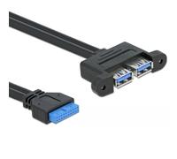 USB 3.0 Pin Header - Câble interne USB vers externe - tête 19 broches USB 3.0 (F) pour USB type A (F) - 45 cm - bleu