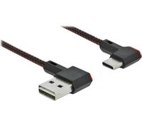 DELOCK USB-A 2.0 Stecker < USB-C Stecker gewinkelt 0,5m SW