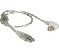 DELOCK USB Cable A -> B 90° St/St 0.50m transparent