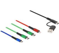 DELOCK USB Ladekabel 4 in 1 USB-A + USB-C zu Lightning/Micro