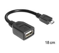 DeLOCK USB micro-B - USB 2.0-A, 0.18m câble USB 0,18 m Micro-USB B USB A Noir
