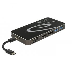 DeLOCK USB Type-C 3.2 Dockingstation 4K HDMI DP / 1080p VGA, USB Hub und PD 3.0