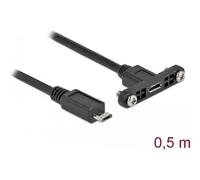 35108 Câble USB 2.0 USB B Micro Femelle,Micro USB-B Mâle 0,5m DELOCK