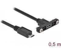 Delock - USB-Verlängerungskabel - Micro-USB Typ B (W) Paneel montierbar bis Micro-USB Typ B (M) - USB 2.0 - 50 cm - Schwarz