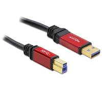 Delock Câble USB USB 3.2 Gen1 (USB 3.0) USB-A mâle, USB-B mâle 5.00 m rouge, noir contacts dorés, certifié UL 82759