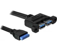 USB 3.0 Pin Header - Câble interne USB vers externe - tête 19 broches USB 3.0 (F) pour USB type A (F) - 45 cm - bleu