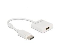 Delock - Videoadapter - DisplayPort männlich eingerastet bis HDMI weiblich - 20cm - weiß - aktiv, Support von 4K 30 Hz (63586)